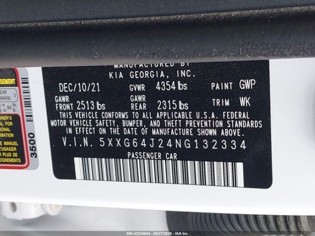 5XXG64J24NG132334 KIA K5 Gt-line