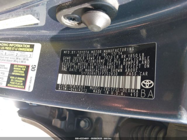 5YFBURHE5FP252830 Toyota COROLLA LE