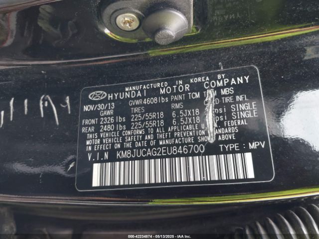 KM8JUCAG2EU846700 Hyundai gdi theta ii