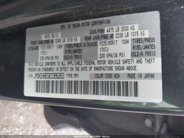JM3KE4BE9E0365253 Mazda CX-5 SPORT