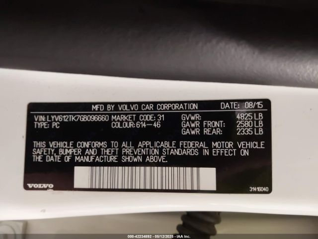 LYV612TK7GB096660 Volvo S60 Inscription T5 Premier