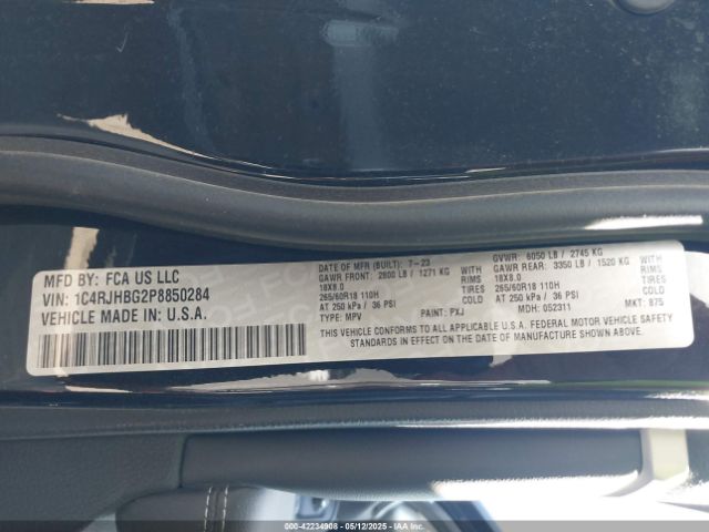 1C4RJHBG2P8850284 Jeep Grand Cherokee Limited 4x4