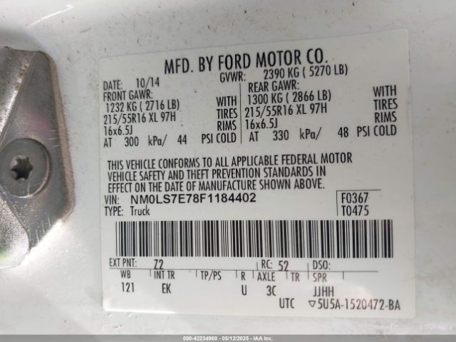 NM0LS7E78F1184402 Ford Transit Connect Xl