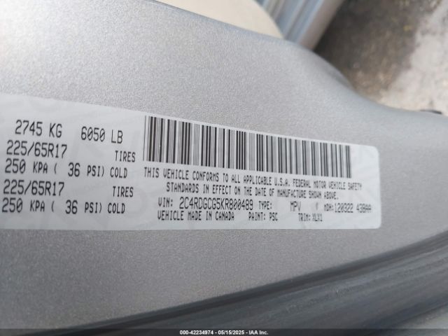 2019 DODGE GRAND CARAVAN 2C4RDGCG5KR800489 Photo 8