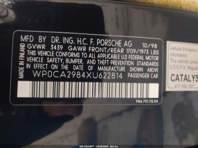 1999 PORSCHE BOXSTER WP0CA2984XU622814 Photo 8