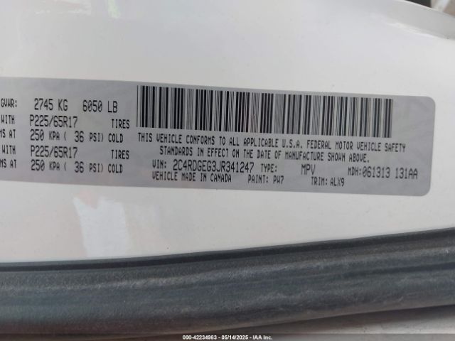 2C4RDGEG3JR341247 Dodge Grand Caravan Gt