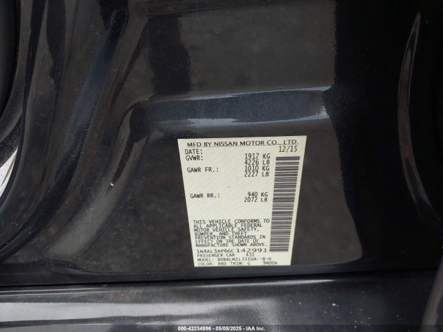 1N4AL3AP6GC142991 Nissan Altima 2.5 Sv
