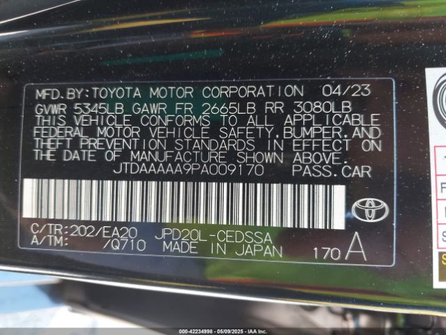 JTDAAAAA9PA009170 Toyota Mirai Xle