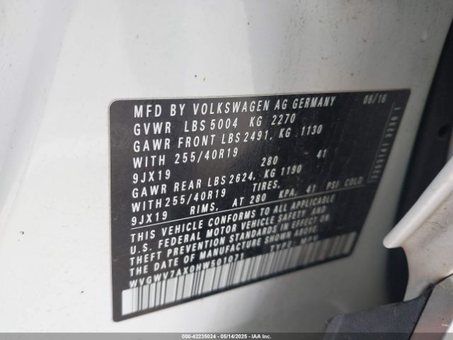 WVGWV7AX0HW501071 Volkswagen 2.0 tsi