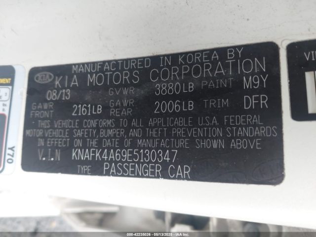 KNAFK4A69E5130347 KIA FORTE LX