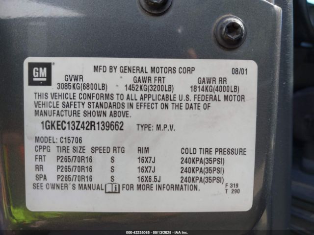 2002 GMC YUKON 1GKEC13Z42R139662 Photo 8