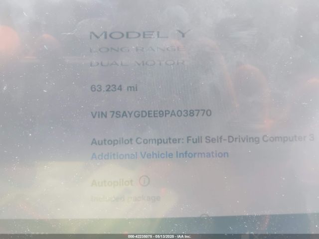 7SAYGDEE9PA038770 Tesla Model Y