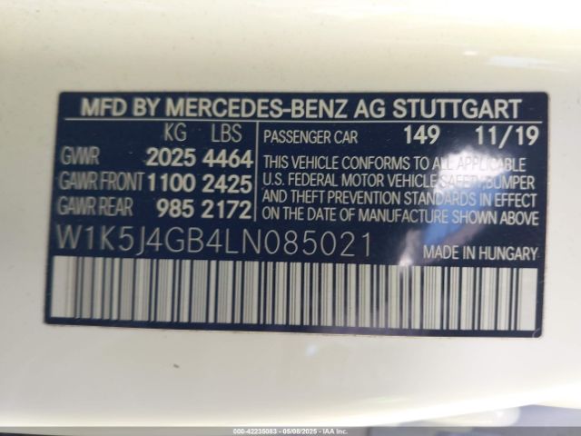 2020 MERCEDES-BENZ CLA 250 W1K5J4GB4LN085021 Photo 8