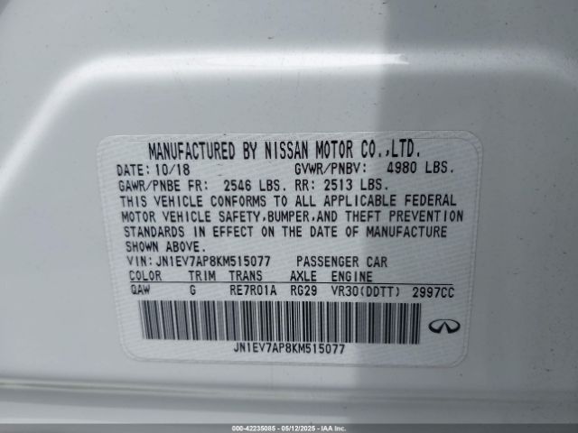 JN1EV7AP8KM515077 Infiniti Q50 3.0t Luxe