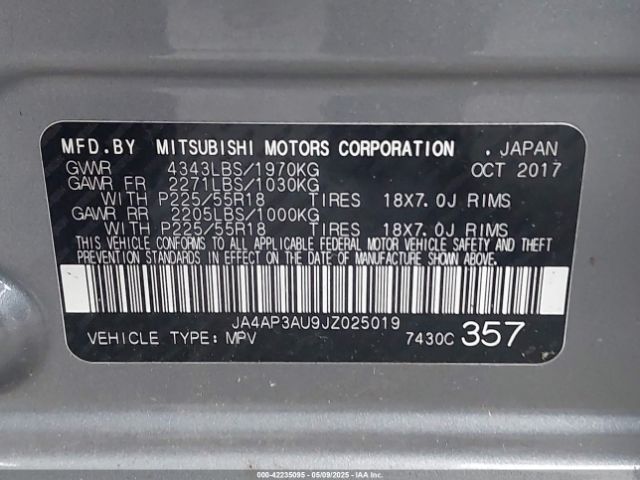 JA4AP3AU9JZ025019 Mitsubishi Outlander Sport 2.0 Es