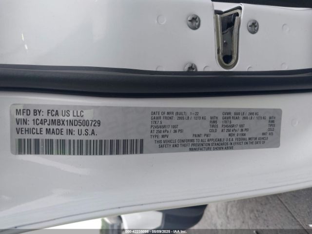 1C4PJMBX1ND500729 Jeep Cherokee Trailhawk 4x4