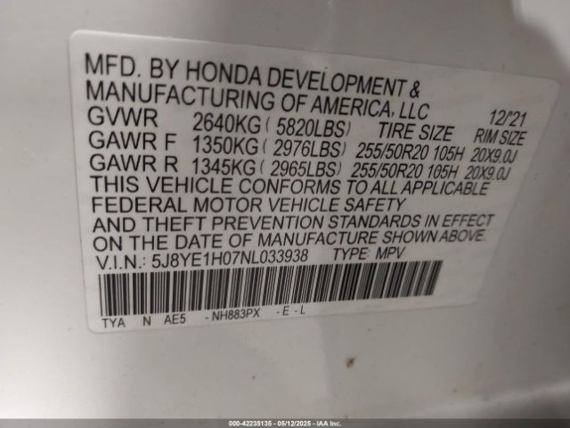 2022 ACURA MDX 5J8YE1H07NL033938 Photo 8