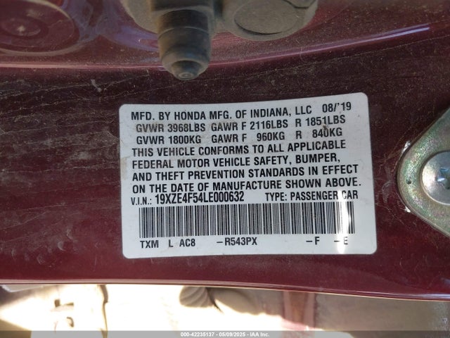19XZE4F54LE000632 Honda INSIGHT EX
