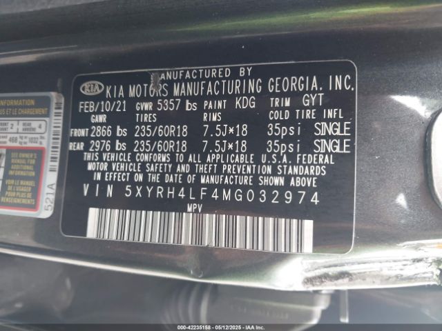 2021 KIA SORENTO 5XYRH4LF4MG032974 Photo 8