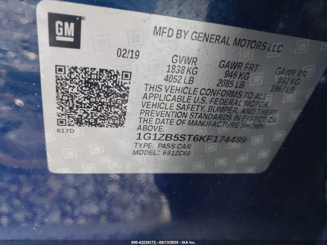 1G1ZB5ST6KF174489 Chevrolet Malibu 1ls
