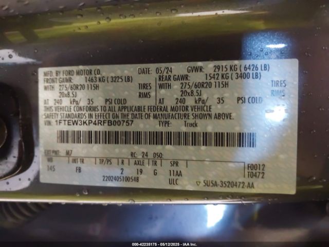 2024 FORD F-150 1FTEW3KP4RFB00757 Photo 8