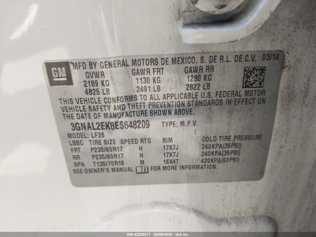 3GNAL2EK8ES648209 Chevrolet Captiva Sport 2ls