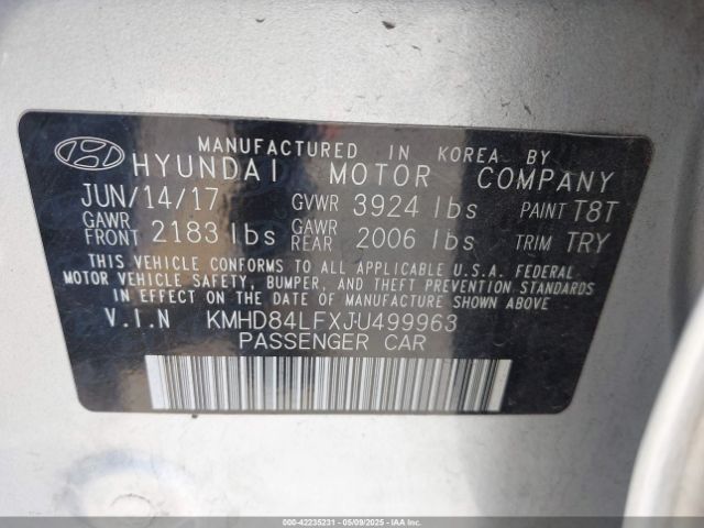 KMHD84LFXJU499963 Hyundai Elantra Value Edition