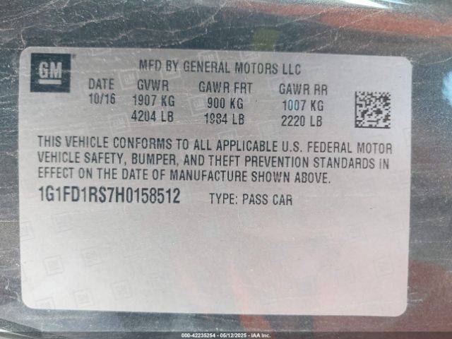2017 CHEVROLET CAMARO 1G1FD1RS7H0158512 Photo 8