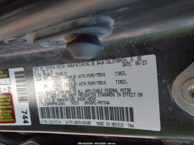 3TMCZ5ANXPM612661 Toyota Tacoma Sr5 V6