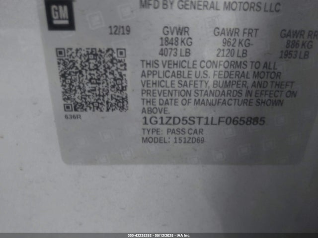 1G1ZD5ST1LF065885 Chevrolet lfv - direct injection, variable valve timing, gen 1