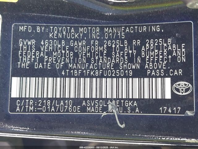 4T1BF1FK8FU025019 Toyota CAMRY XLE