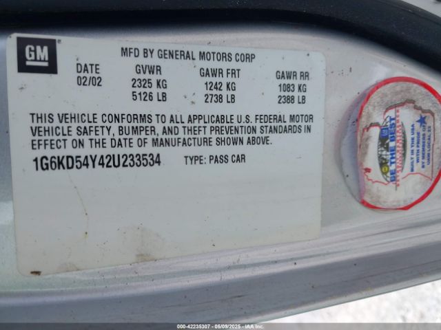 2002 CADILLAC DEVILLE 1G6KD54Y42U233534 Photo 8