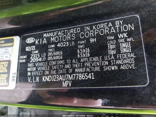 KNDJ23AU7M7786541 KIA SOUL LX
