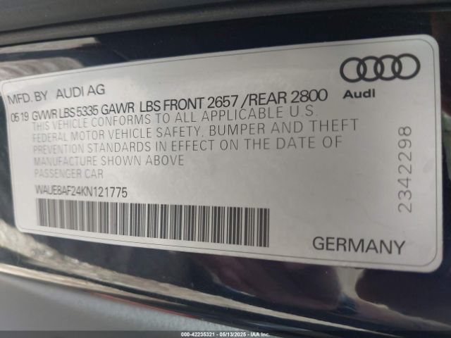 2019 AUDI A6 WAUE8AF24KN121775 Photo 8