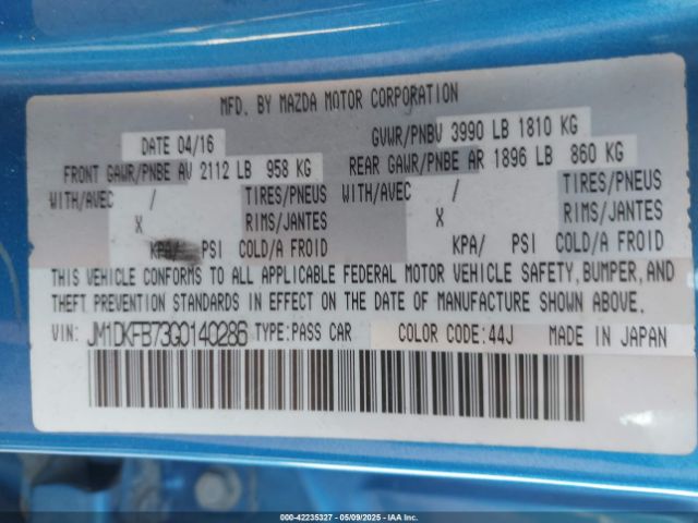 JM1DKFB73G0140286 Mazda Cx-3 Sport