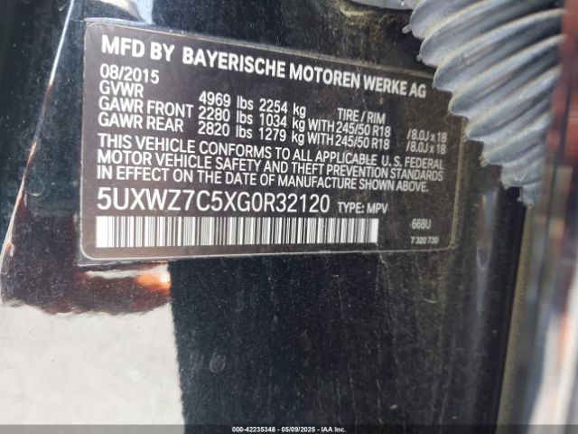 5UXWZ7C5XG0R32120 BMW X3 Sdrive28i