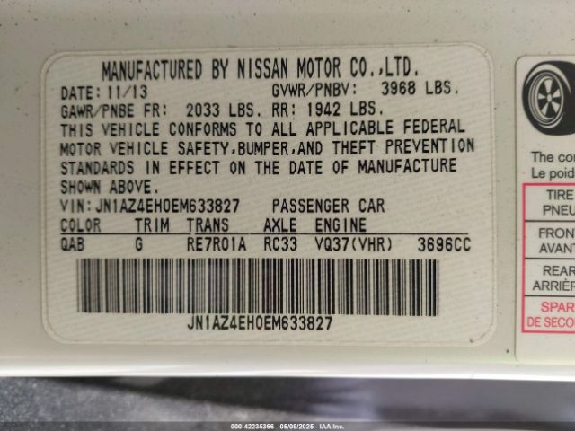 JN1AZ4EH0EM633827 Nissan 370Z