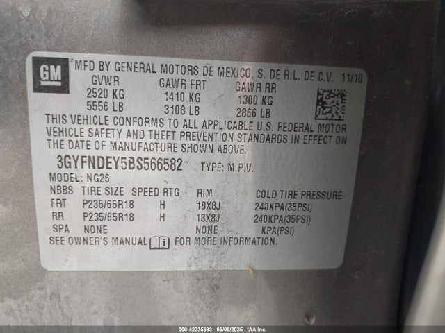 2011 CADILLAC SRX 3GYFNDEY5BS566582 Photo 8