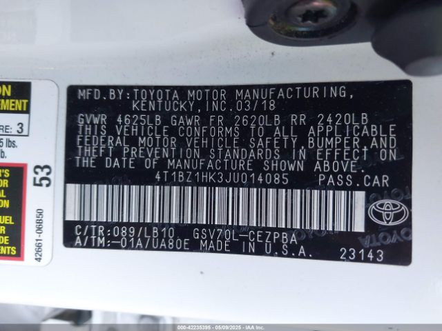 4T1BZ1HK3JU014085 Toyota Camry Xse V6