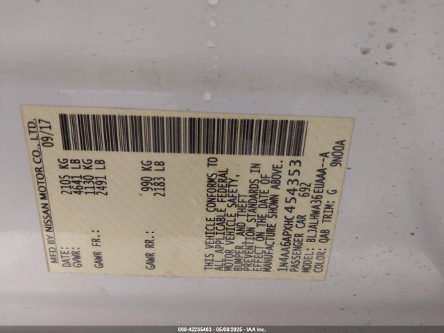Nissan 2017 2017 1N4AA6APXHC454353 Image 9