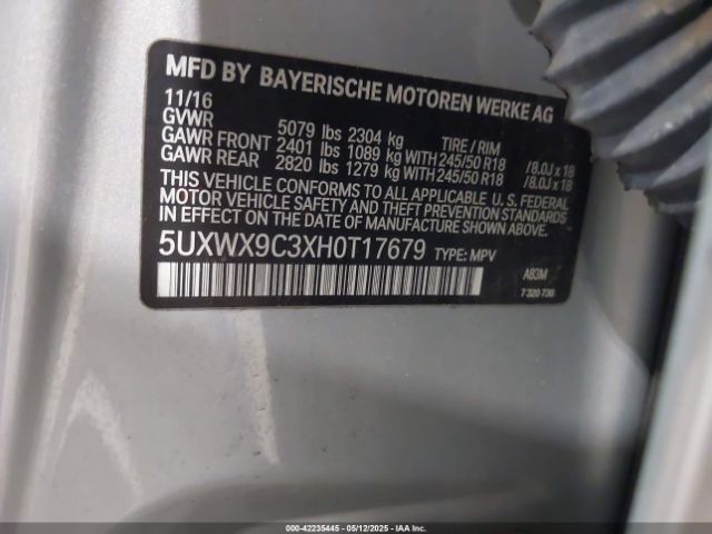 5UXWX9C3XH0T17679 BMW X3 Xdrive28i
