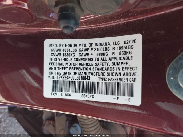 Honda leb6 2020 19XZE4F99LE010043 Image 9