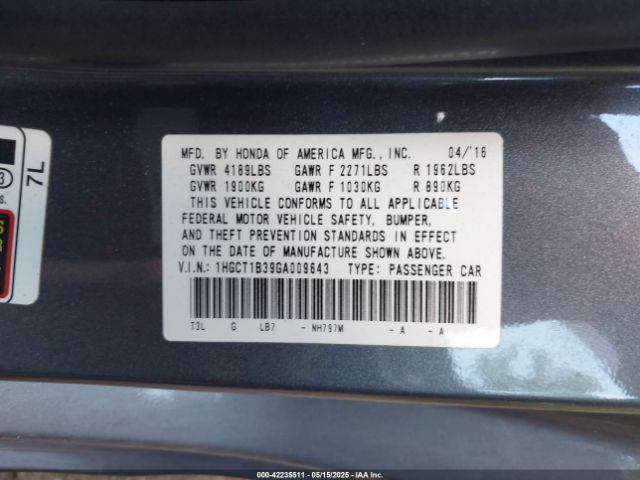 1HGCT1B39GA009643 Honda Accord Lx-s