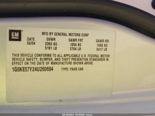 2004 CADILLAC DEVILLE 1G6KE57Y24U260694 Photo 8