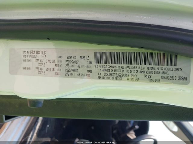 3C6JR6DT9JG234210 RAM 2018