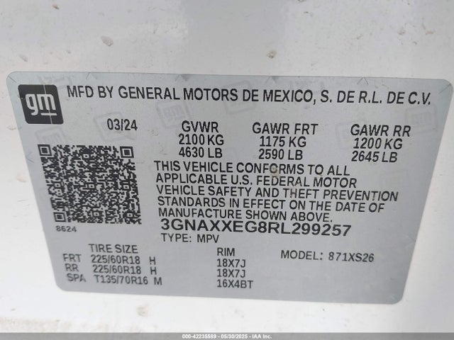 3GNAXXEG8RL299257 Chevrolet Equinox Awd Premier