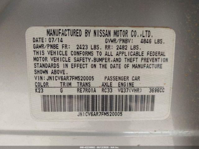 JN1CV6AR7FM520005 Infiniti Q40