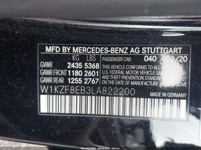 W1KZF8EB3LA822200 Mercedes-Benz E 350 4matic