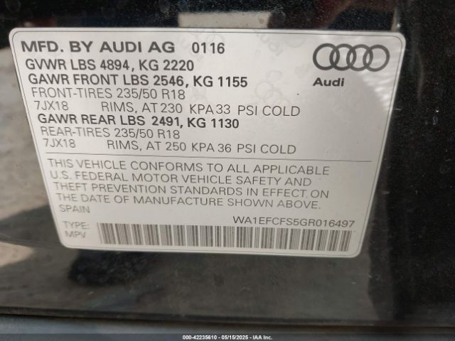 WA1EFCFS5GR016497 Audi Q3 2.0t Premium Plus