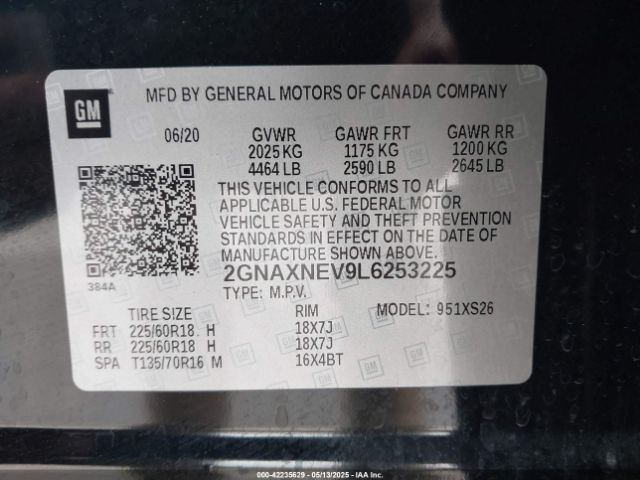 2020 CHEVROLET EQUINOX 2GNAXNEV9L6253225 Photo 8